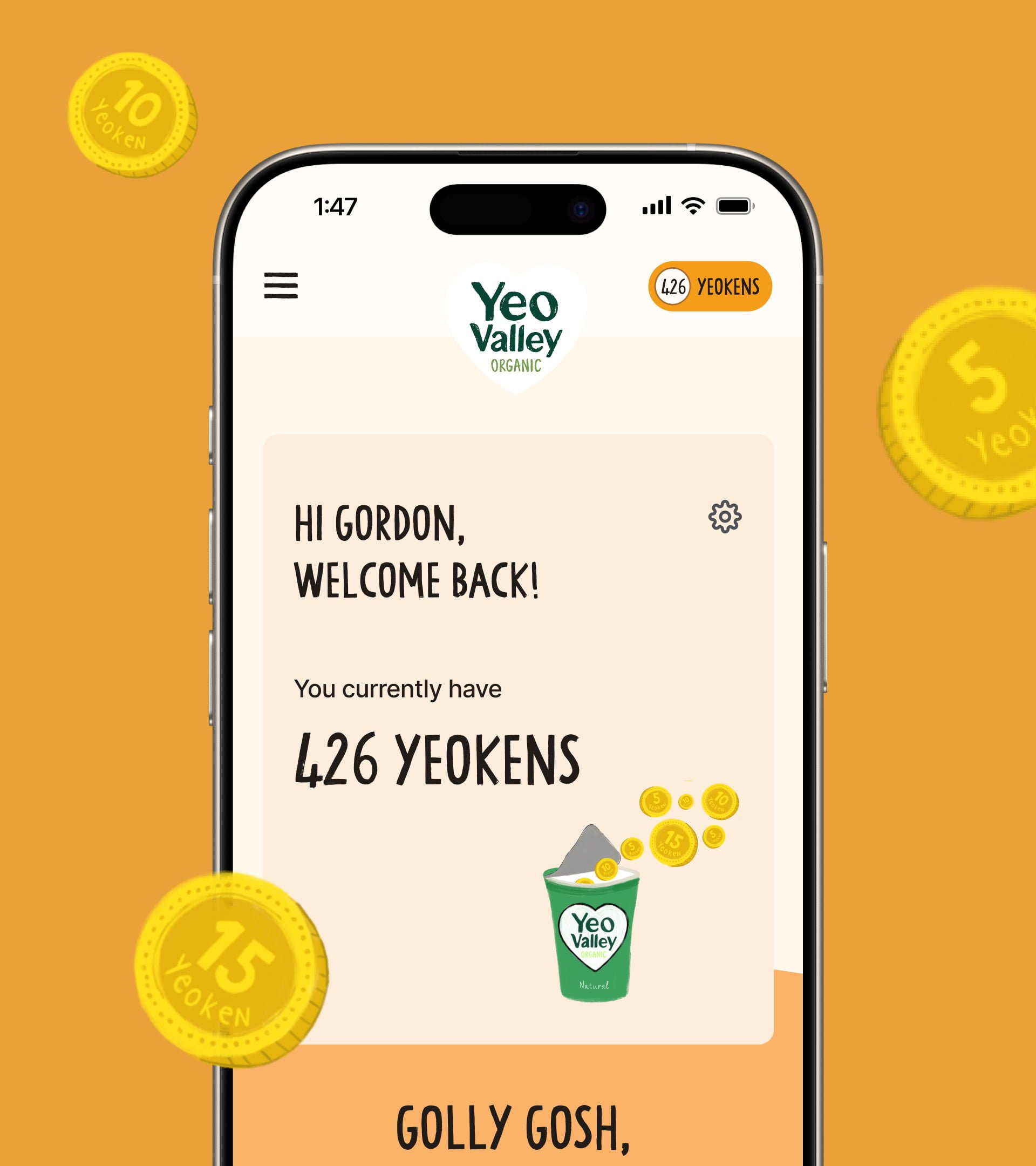 Yeo Valley Yeokens loyalty platform interface